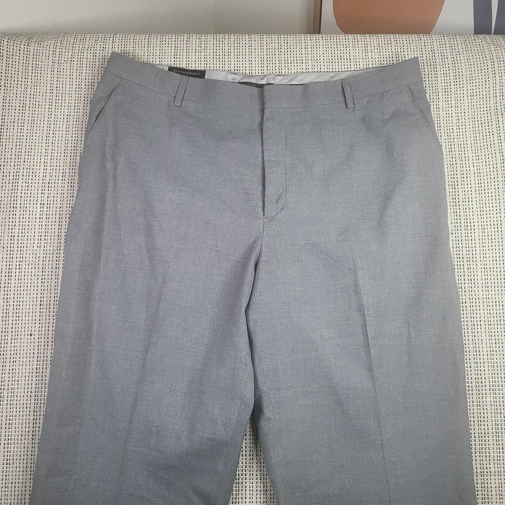 Banana Republic Pants Mens 38x32 Gray Tailored Dress Slacks Flat‎ Front Classic
